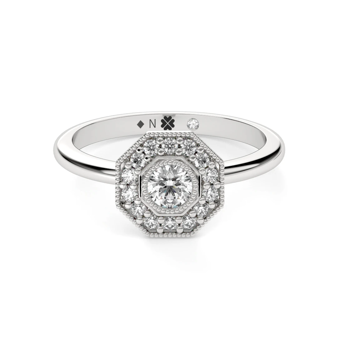 Anillo de Compromiso Vintage Madeleine Platino Diamante Corte Brillante Anillo de Compromiso Vintage Madeleine Platino Diamante Corte Brillante - Imagen 5