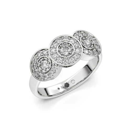 Anillo de Compromiso Vintage Memoria Platino Diamante Corte Brillante