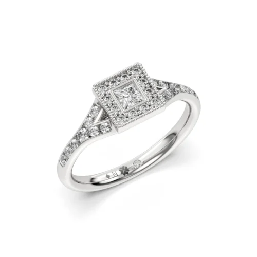 Anillo de Compromiso Vintage Tesoro Platino Diamante Corte Princesa