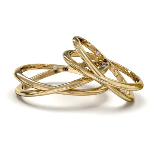 Alternative view of Argolla de Matrimonio Cruce Oro Miel 18kt