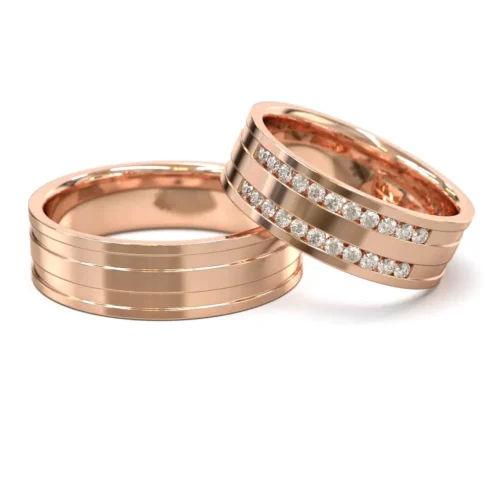 Alternative view of Argollas de Matrimonio Rainbow Oro Rosa 18kt