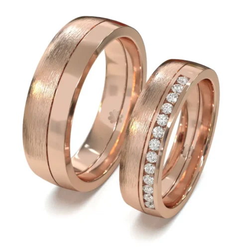 Argollas de Matrimonio Tempo Media Caña Oro Rosa 18kt